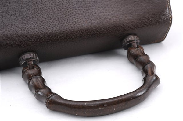 Authentic GUCCI Bamboo Vintage Hand Bag Purse Leather Brown 2811E