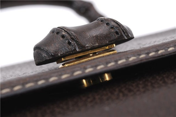 Authentic GUCCI Bamboo Vintage Hand Bag Purse Leather Brown 2811E