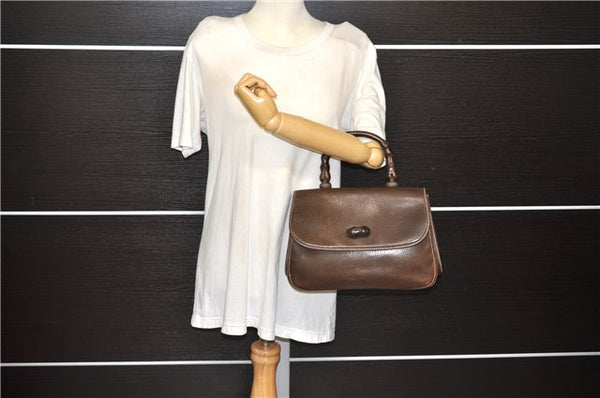 Authentic GUCCI Bamboo Vintage Hand Bag Purse Leather Brown 2811E