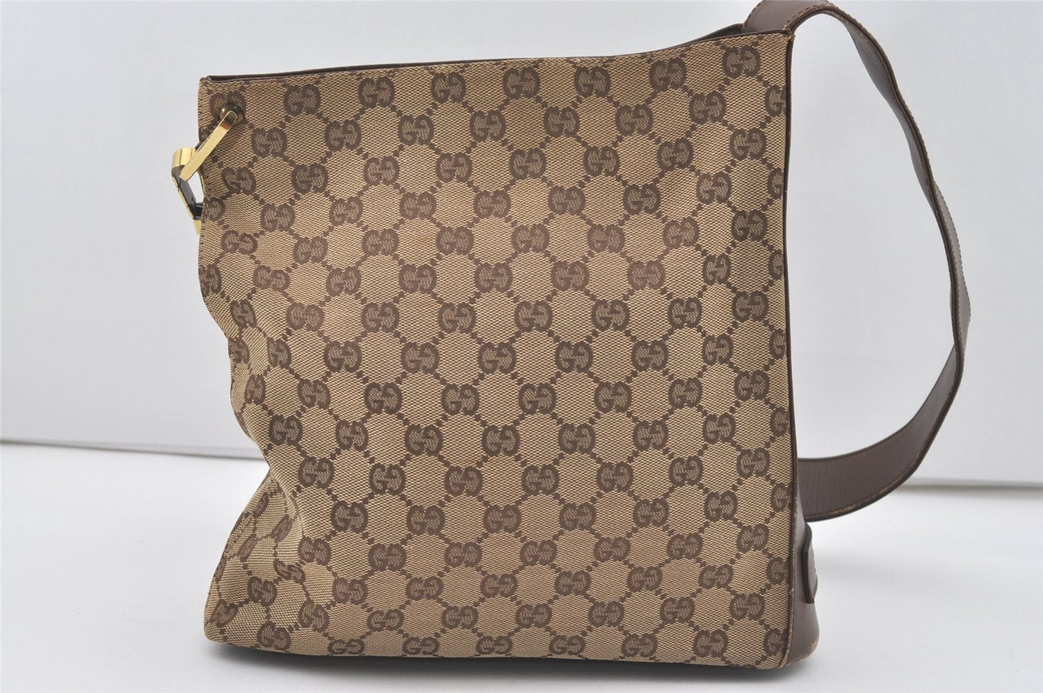 Authentic GUCCI Shoulder Cross Body Bag GG Canvas Leather 91761 Brown 2811I