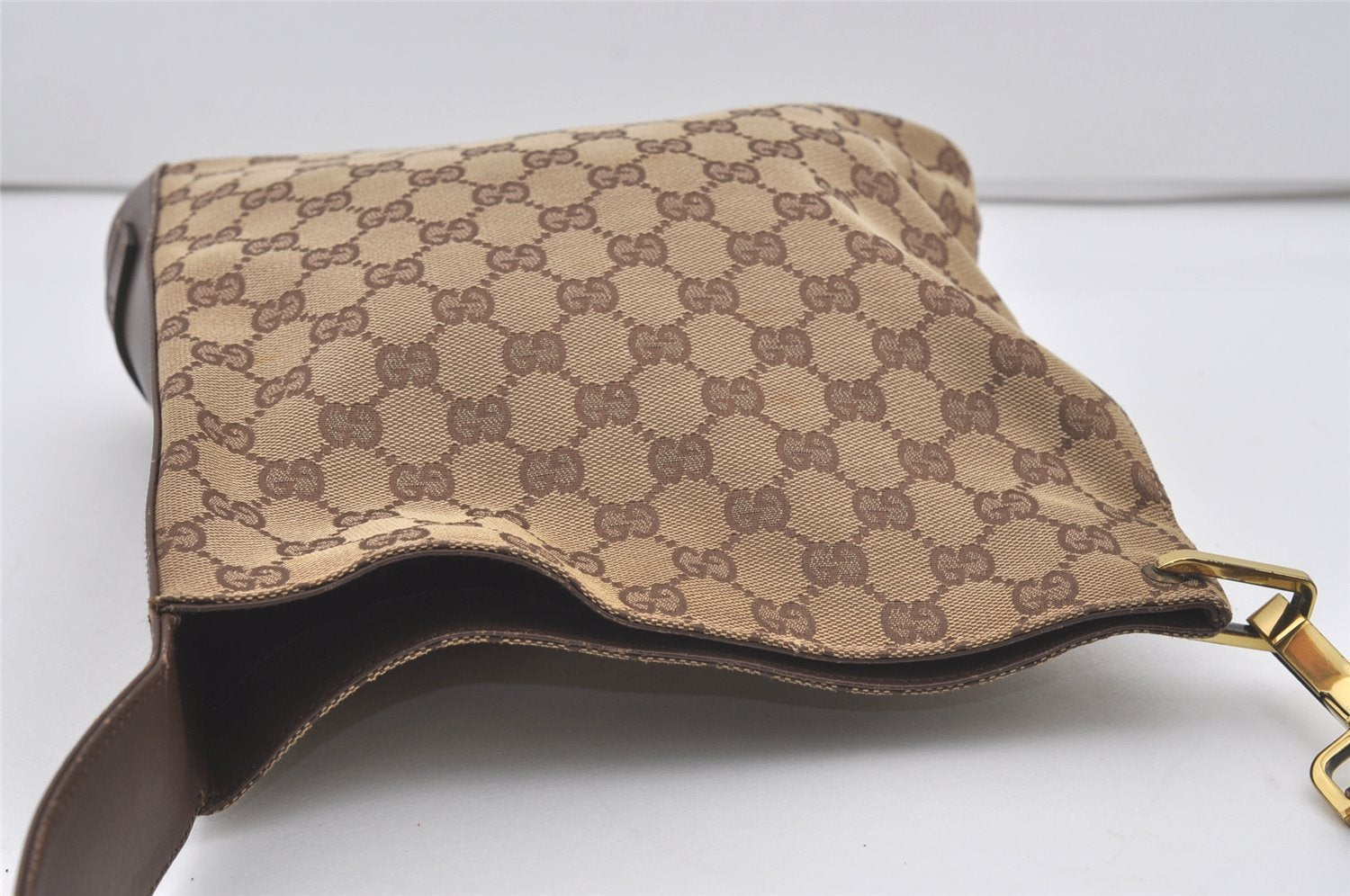 Authentic GUCCI Shoulder Cross Body Bag GG Canvas Leather 91761 Brown 2811I