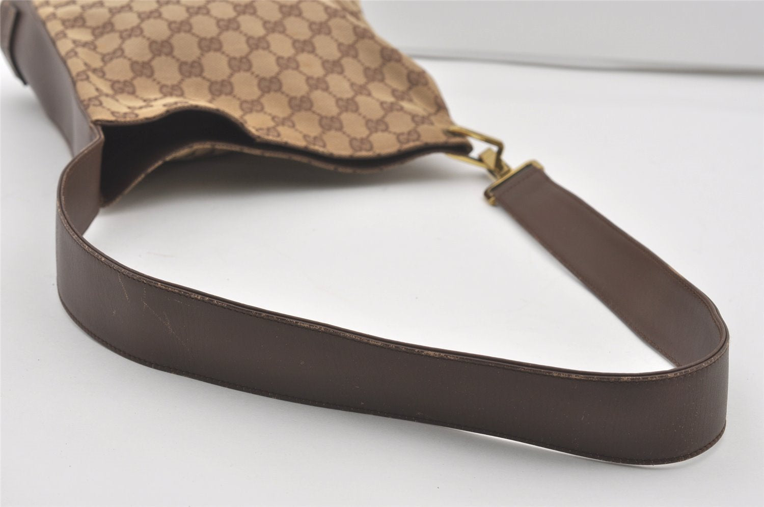 Authentic GUCCI Shoulder Cross Body Bag GG Canvas Leather 91761 Brown 2811I
