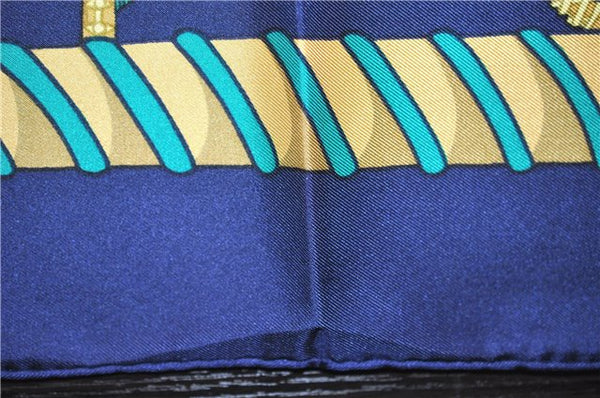 Authentic HERMES Carre 90 Scarf "Etendards et Bonnieres" Silk Navy Box 2812D