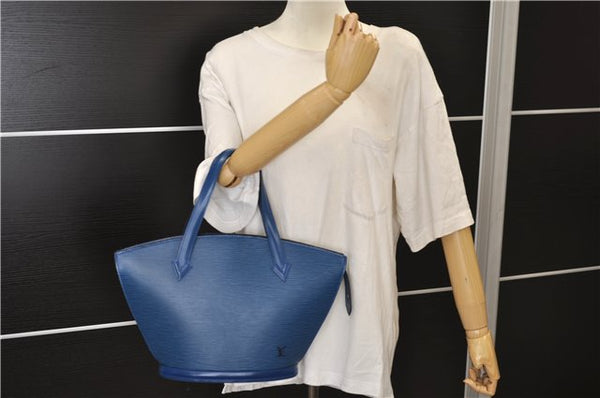 Authentic Louis Vuitton Epi Saint Jacques Hand Bag Blue M52275 LV 2812E