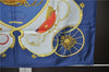 Authentic HERMES Carre 90 Scarf "SPRINGS" Silk Blue Box 2813D