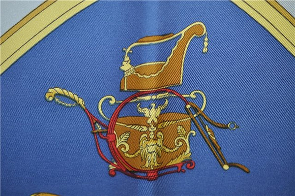 Authentic HERMES Carre 90 Scarf "SPRINGS" Silk Blue Box 2813D