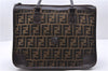 Authentic FENDI Zucca Vintage Hand Bag Purse Canvas Leather Brown 2815E