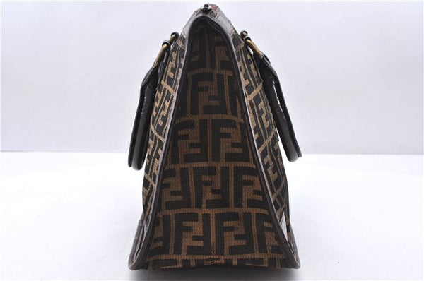 Authentic FENDI Zucca Vintage Hand Bag Purse Canvas Leather Brown 2815E