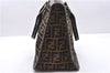 Authentic FENDI Zucca Vintage Hand Bag Purse Canvas Leather Brown 2815E