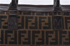 Authentic FENDI Zucca Vintage Hand Bag Purse Canvas Leather Brown 2815E