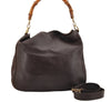 Authentic GUCCI Vintage Bamboo 2Way Shoulder Hand Bag Leather Brown Junk 2815I