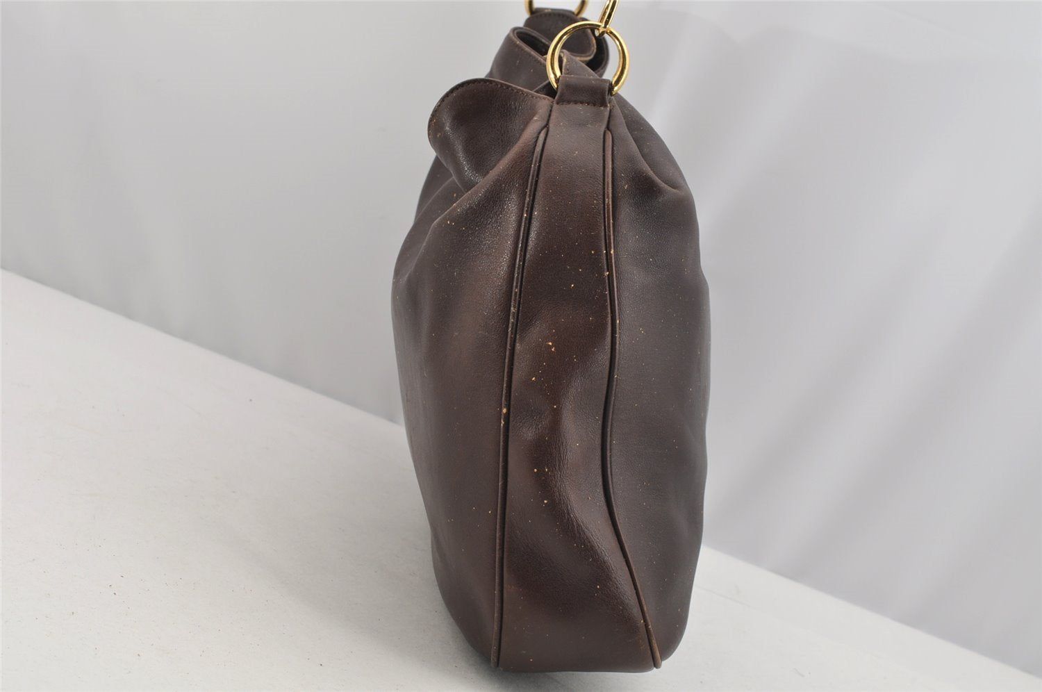 Authentic GUCCI Vintage Bamboo 2Way Shoulder Hand Bag Leather Brown Junk 2815I