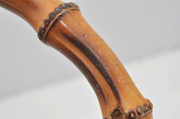 Authentic GUCCI Vintage Bamboo 2Way Shoulder Hand Bag Leather Brown Junk 2815I