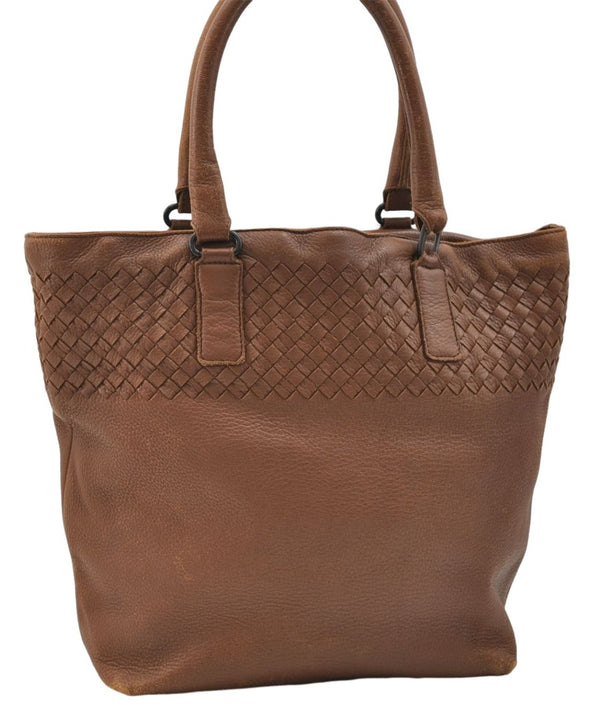 Authentic BOTTEGA VENETA Intrecciato Leather Shoulder Tote Bag Brown 2816E