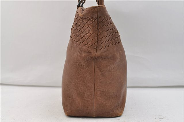 Authentic BOTTEGA VENETA Intrecciato Leather Shoulder Tote Bag Brown 2816E