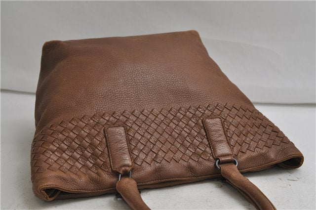 Authentic BOTTEGA VENETA Intrecciato Leather Shoulder Tote Bag Brown 2816E