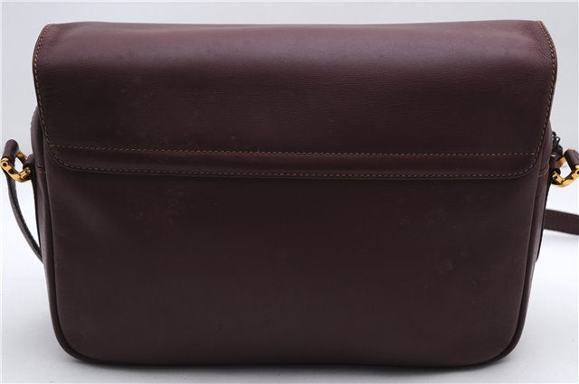 Authentic Cartier Must de Cartier Shoulder Cross Bag Leather Bordeaux Red 2817E