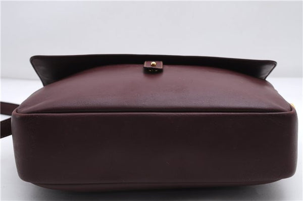 Authentic Cartier Must de Cartier Shoulder Cross Bag Leather Bordeaux Red 2817E