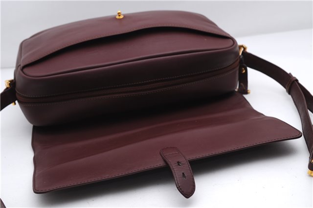 Authentic Cartier Must de Cartier Shoulder Cross Bag Leather Bordeaux Red 2817E