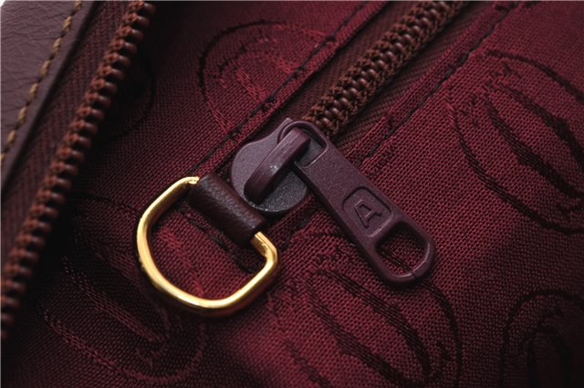 Authentic Cartier Must de Cartier Shoulder Cross Bag Leather Bordeaux Red 2817E
