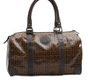 Authentic FENDI Zucchino Vintage Hand Boston Bag PVC Leather Brown 2818E