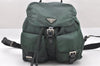 Authentic PRADA VELA Nylon Tessuto Leather Drawstring Backpack B2811 Green 2818I