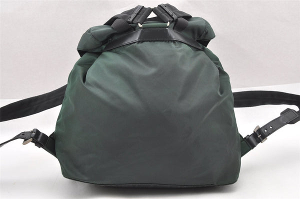 Authentic PRADA VELA Nylon Tessuto Leather Drawstring Backpack B2811 Green 2818I