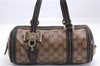 Authentic GUCCI Hysteria GG Crystal Crest Heart Hand Bag PVC Leather Brown 2819E