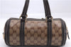 Authentic GUCCI Hysteria GG Crystal Crest Heart Hand Bag PVC Leather Brown 2819E