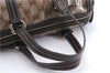 Authentic GUCCI Hysteria GG Crystal Crest Heart Hand Bag PVC Leather Brown 2819E