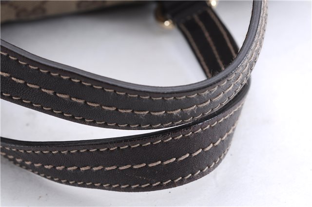 Authentic GUCCI Hysteria GG Crystal Crest Heart Hand Bag PVC Leather Brown 2819E