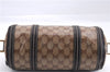 Authentic GUCCI Hysteria GG Crystal Crest Heart Hand Bag PVC Leather Brown 2819E