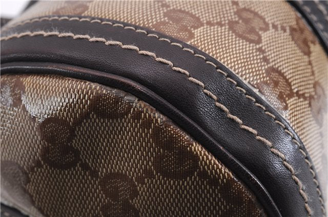 Authentic GUCCI Hysteria GG Crystal Crest Heart Hand Bag PVC Leather Brown 2819E