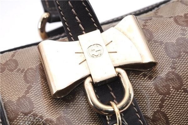 Authentic GUCCI Hysteria GG Crystal Crest Heart Hand Bag PVC Leather Brown 2819E