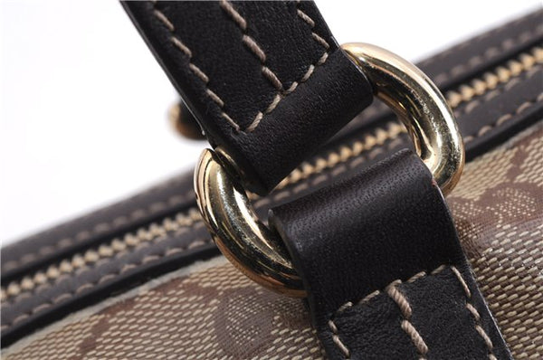 Authentic GUCCI Hysteria GG Crystal Crest Heart Hand Bag PVC Leather Brown 2819E