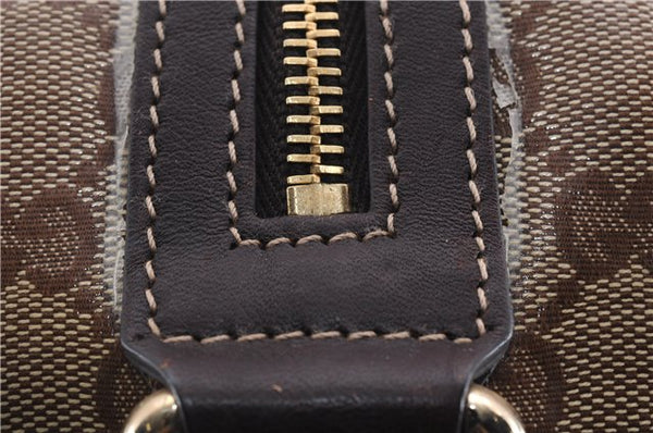 Authentic GUCCI Hysteria GG Crystal Crest Heart Hand Bag PVC Leather Brown 2819E