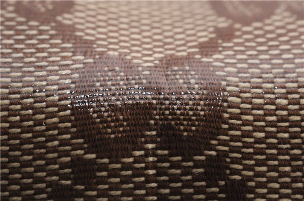 Authentic GUCCI Hysteria GG Crystal Crest Heart Hand Bag PVC Leather Brown 2819E