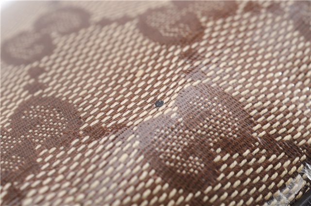 Authentic GUCCI Hysteria GG Crystal Crest Heart Hand Bag PVC Leather Brown 2819E