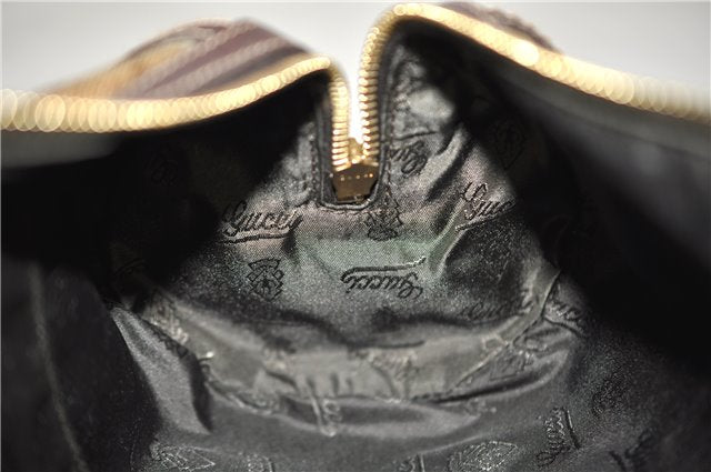 Authentic GUCCI Hysteria GG Crystal Crest Heart Hand Bag PVC Leather Brown 2819E