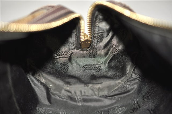 Authentic GUCCI Hysteria GG Crystal Crest Heart Hand Bag PVC Leather Brown 2819E