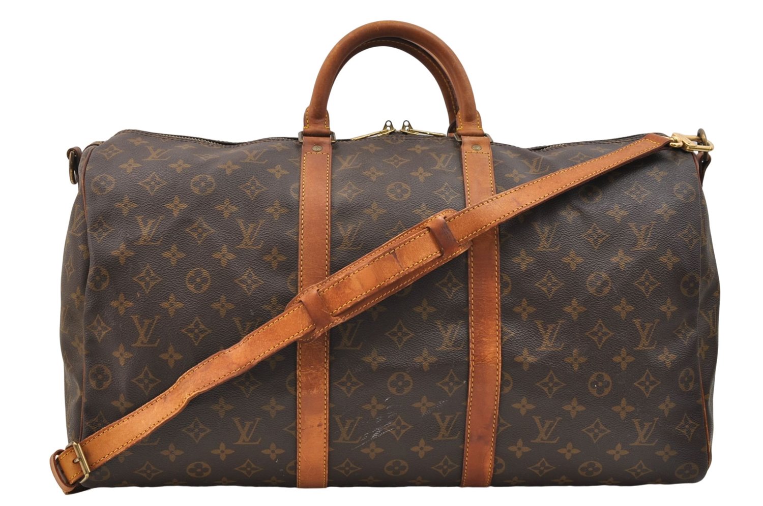 Auth Louis Vuitton Monogram Keepall Bandouliere 50 Boston Bag M41416 LV 2821E