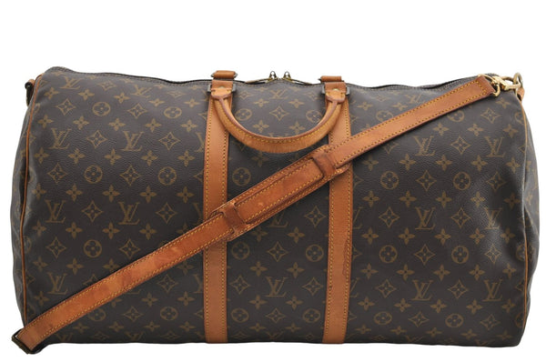 Authentic Louis Vuitton Monogram Keepall Bandouliere 55 M41414 Boston Bag 2823E