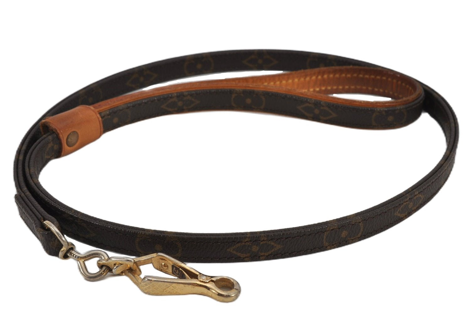 Authentic Louis Vuitton Monogram Leash Baxter MM Dog Lead M58056 LV 2823F