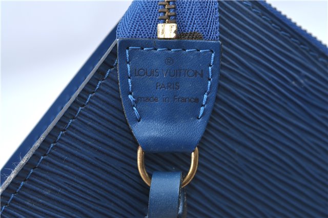Authentic Louis Vuitton Epi Pochette Accessoires Pouch Blue M52945 LV 2825D