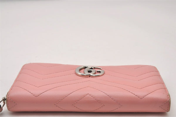 Authentic GUCCI GG Marmont Double G Long Wallet Purse Leather 443123 Pink 2825I