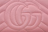 Authentic GUCCI GG Marmont Double G Long Wallet Purse Leather 443123 Pink 2825I