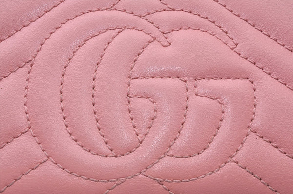 Authentic GUCCI GG Marmont Double G Long Wallet Purse Leather 443123 Pink 2825I