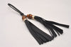 Authentic GUCCI Bamboo Tassel Vintage Bag Charm Leather Black 2828I