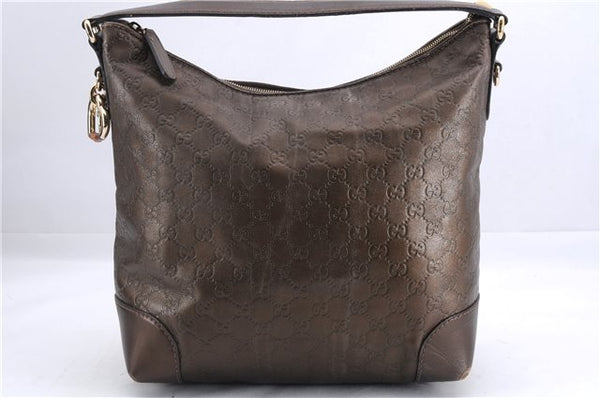 Authentic GUCCI Guccissima Heart Bit Shoulder Bag GG Leather 269958 Brown 2830E