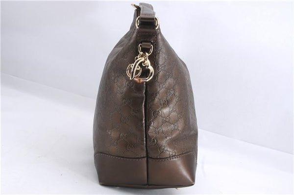 Authentic GUCCI Guccissima Heart Bit Shoulder Bag GG Leather 269958 Brown 2830E